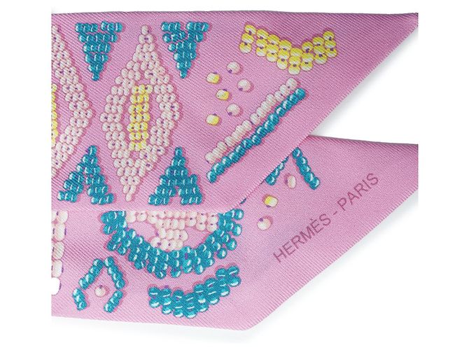 Hermès Kelly en Twilly de Seda Rosa Chicle - vista 7