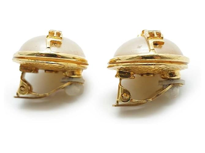 Chanel Orecchini a clip con logo in perle artificiali D'oro - vista 4
