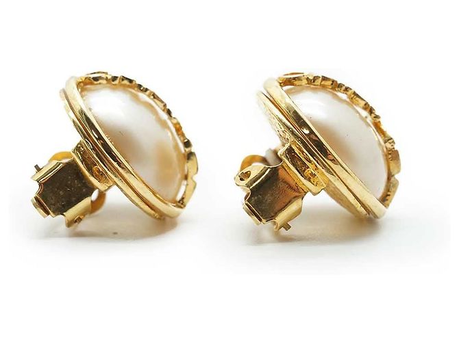 Chanel Orecchini a clip con logo in perle artificiali D'oro - vista 5