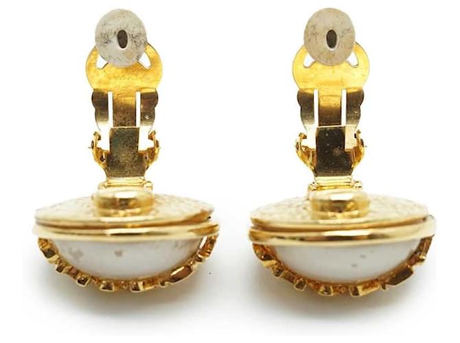 Chanel Orecchini a clip con logo in perle artificiali D'oro - vista 7