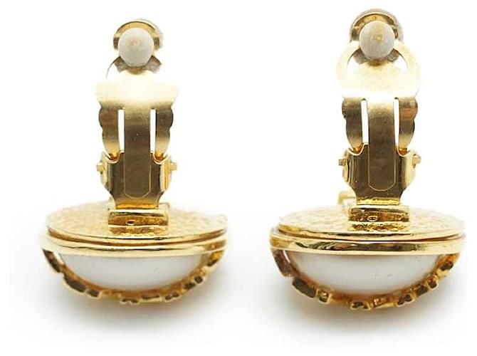 Chanel Orecchini a clip con logo in perle artificiali D'oro - vista 8