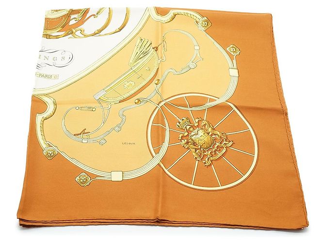 Hermès Foulard in seta Ledoux Springs 90 Arancione - vista 4