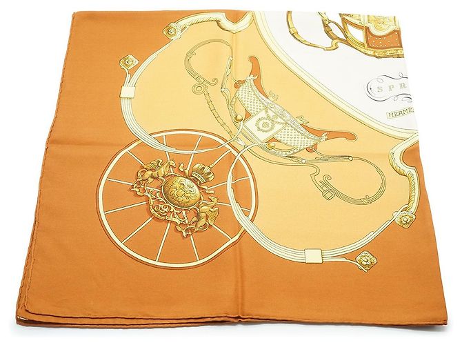 Hermès Foulard in seta Ledoux Springs 90 Arancione - vista 5