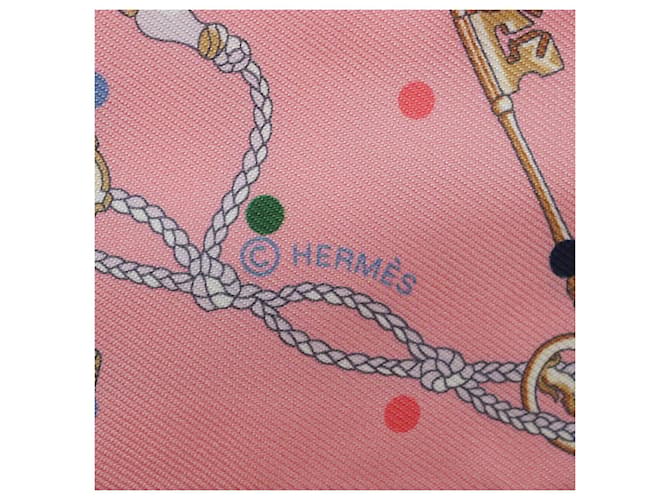 Hermès Les Cles a Pois Silk Twilly Rosa - vista 7