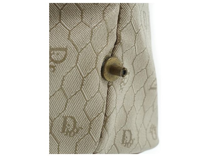 Dior Honeycomb Große Tote aus brauner Leinwand und Leder - Ansicht 10