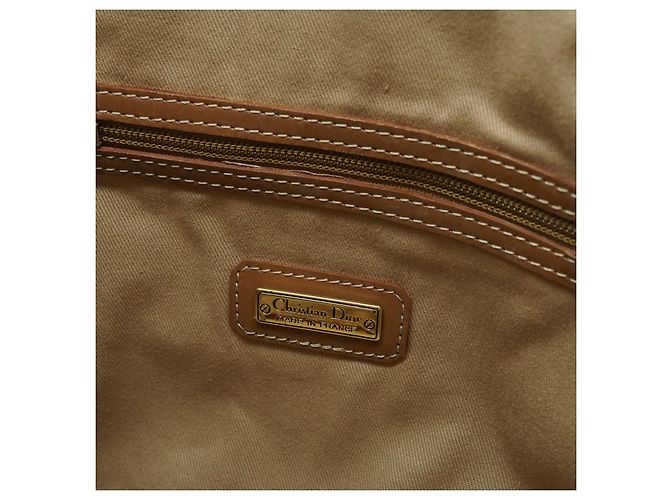 Dior Honeycomb Große Tote aus brauner Leinwand und Leder - Ansicht 12