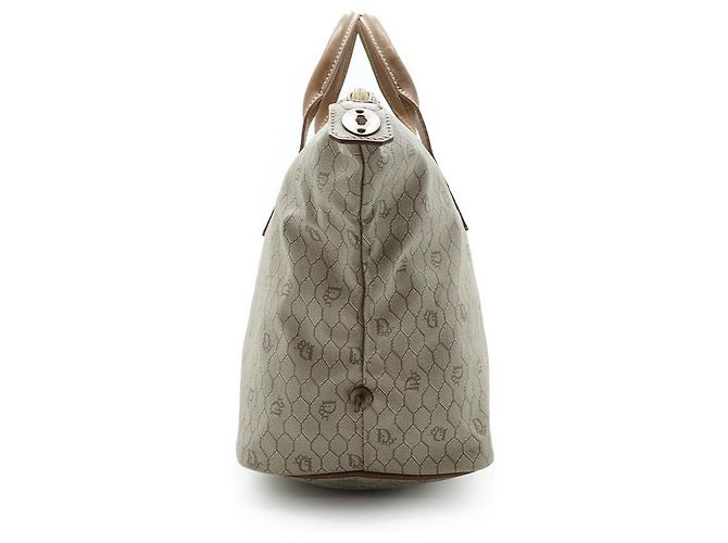 Dior Honeycomb Große Tote aus brauner Leinwand und Leder - Ansicht 3