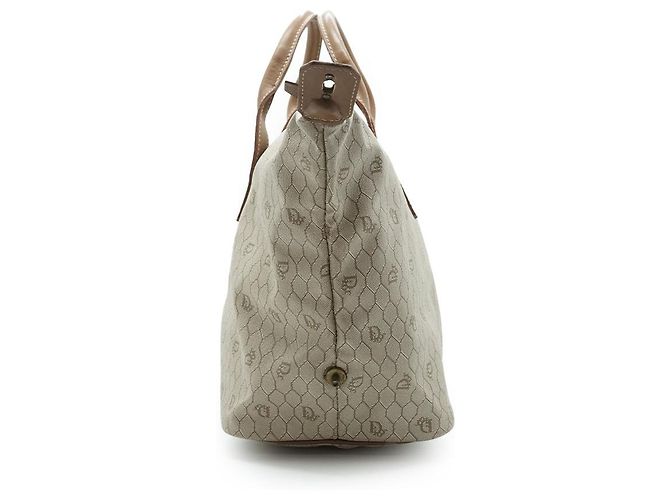 Dior Honeycomb Große Tote aus brauner Leinwand und Leder - Ansicht 4