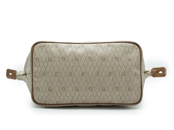 Dior Honeycomb Große Tote aus brauner Leinwand und Leder - Ansicht 5