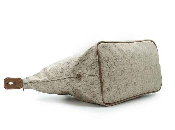 Dior Honeycomb Große Tote aus brauner Leinwand und Leder - Ansicht 6