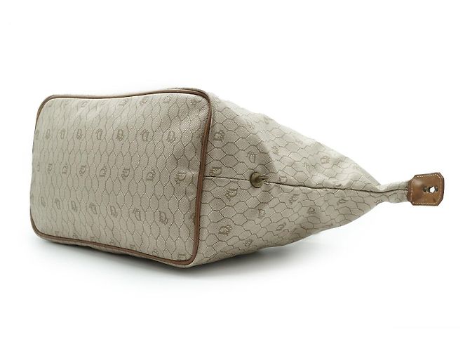 Dior Honeycomb Große Tote aus brauner Leinwand und Leder - Ansicht 7