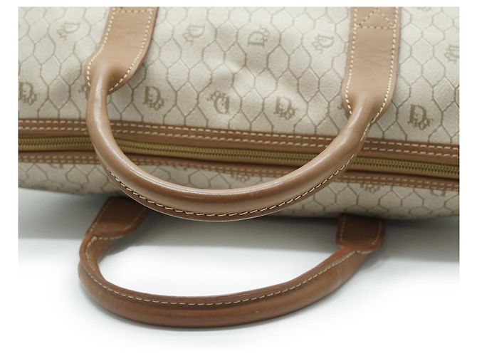 Dior Honeycomb Große Tote aus brauner Leinwand und Leder - Ansicht 9