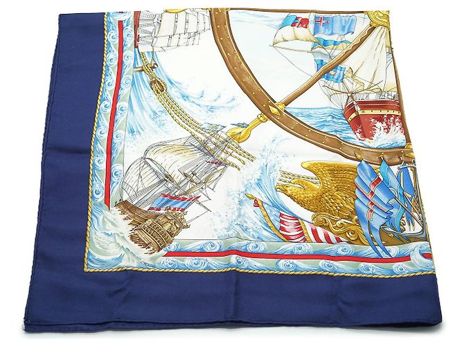 Hermès Vive le Vent Seidenschal 90 Blau - Ansicht 3