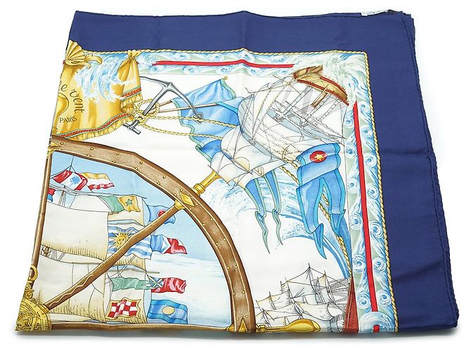 Hermès Vive le Vent Seidenschal 90 Blau - Ansicht 4
