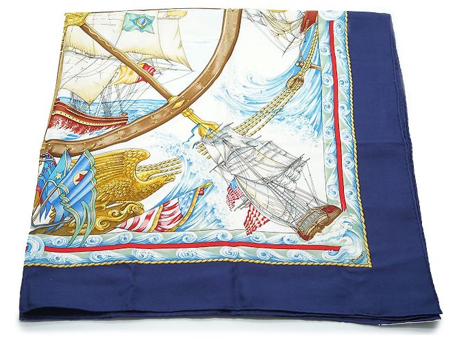 Hermès Vive le Vent Seidenschal 90 Blau - Ansicht 5