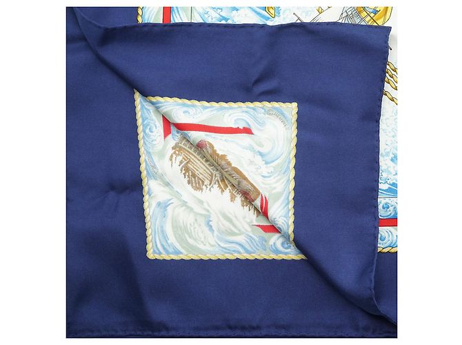 Hermès Vive le Vent Seidenschal 90 Blau - Ansicht 8