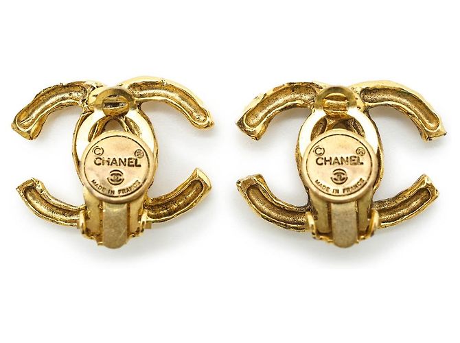 Chanel Orecchini Clip Logo CC D'oro - vista 2
