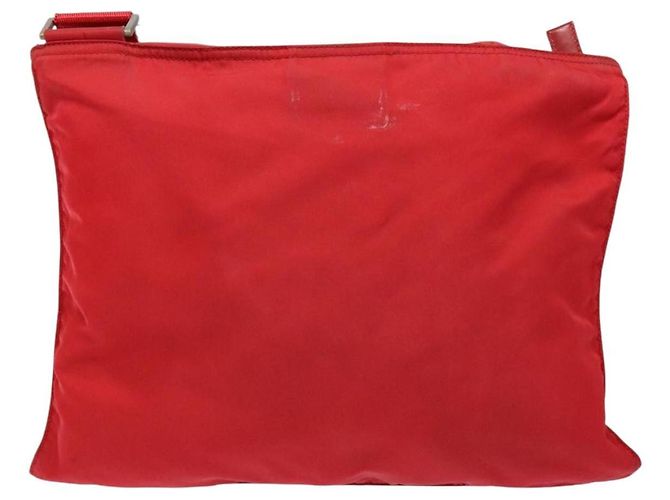 Borsa Messenger Piatta Prada Tessuto Media Rosso - vista 2