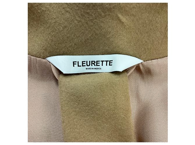 Autre Marque Fleurette Camel Fox Fur Collar Wool Wrap Coat with Belt - view 4