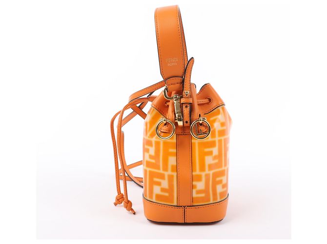FENDI Mon Tresor Mini Bolsa de Ombro 2 em PVC e Couro Laranja 8BS010 - Ansicht 3