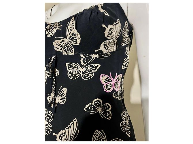 Jenny Packham Wunderschönes Seidenkleid mit Schmetterlingsmuster Schwarz Mehrfarben - Ansicht 2