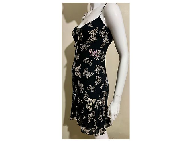Jenny Packham Wunderschönes Seidenkleid mit Schmetterlingsmuster Schwarz Mehrfarben - Ansicht 4