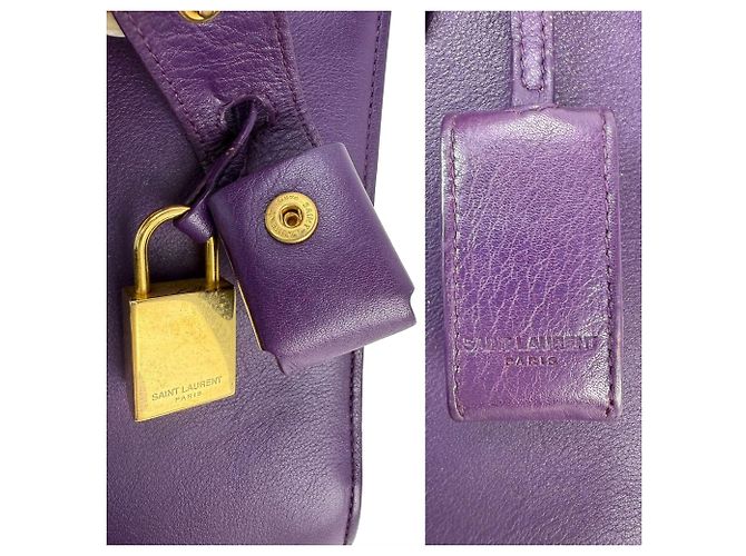Borsa a Spalla in Pelle Viola Sac De Jour di Saint Laurent Porpora - vista 5