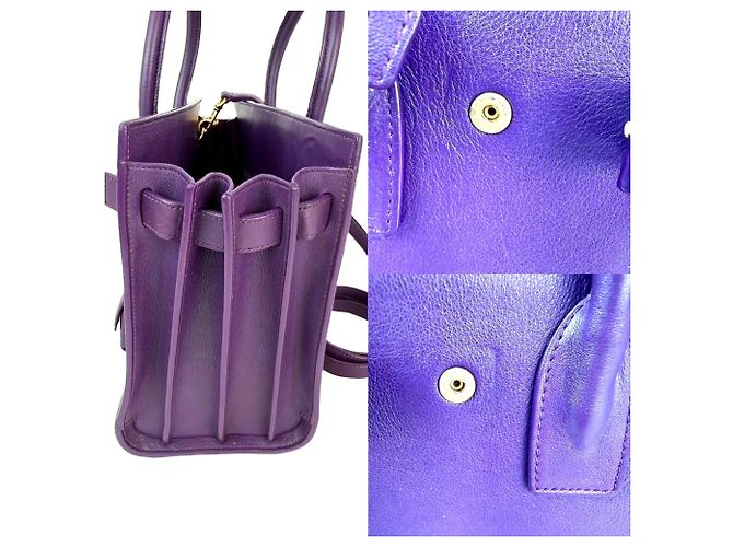 Borsa a Spalla in Pelle Viola Sac De Jour di Saint Laurent Porpora - vista 7