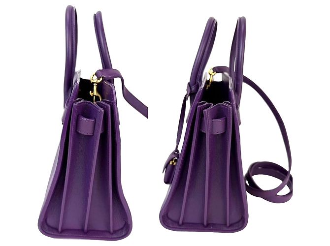 Borsa a Spalla in Pelle Viola Sac De Jour di Saint Laurent Porpora - vista 8