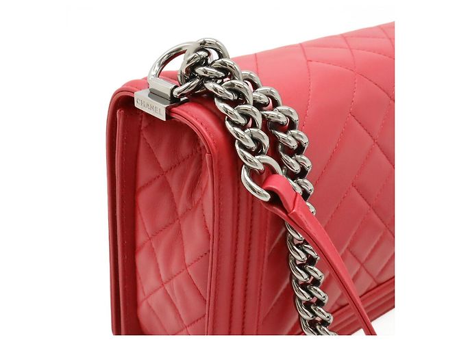 Chanel Boy Schultertasche aus gestepptem Lammleder Pink - Ansicht 4