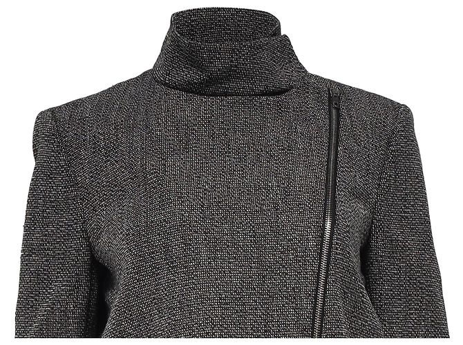 Chaqueta Biker de Tweed con Cremallera Joseph en Lino Negro Blanco Crudo - vista 2