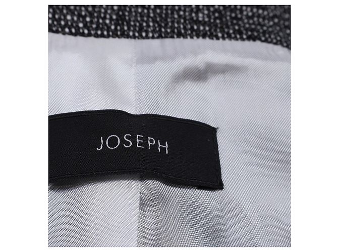 Chaqueta Biker de Tweed con Cremallera Joseph en Lino Negro Blanco Crudo - vista 5