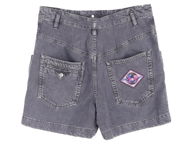 Shorts de denim de cintura alta Esquia de Isabel Marant en denim gris - vista 2