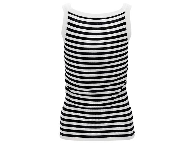 Canotta a Righe Max Mara in Cotone Nero e Bianco Stampa python - vista 2