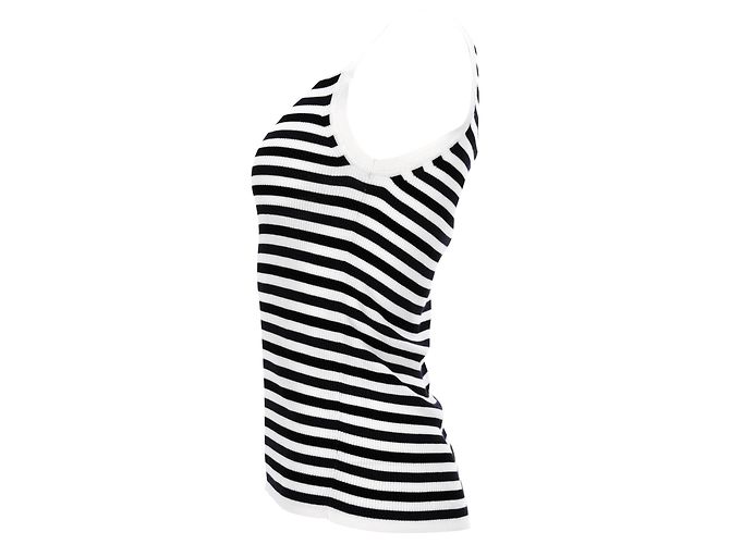 Canotta a Righe Max Mara in Cotone Nero e Bianco Stampa python - vista 3