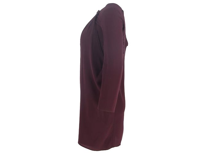 Vestido Mini Plisado Miu Miu en Seda Burdeos Roja - vista 2