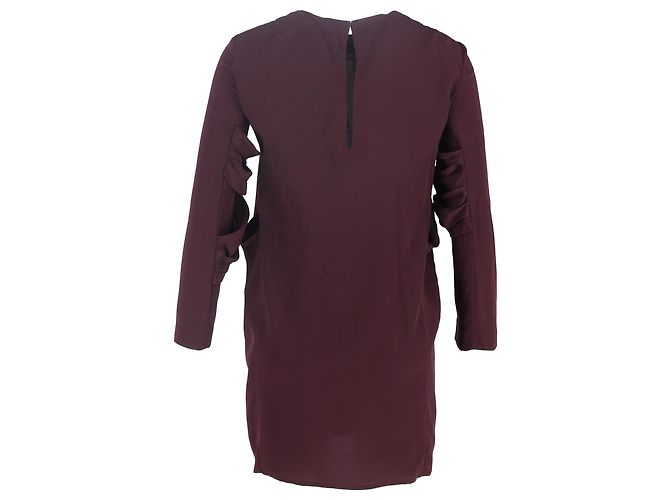 Vestido Mini Plisado Miu Miu en Seda Burdeos Roja - vista 3