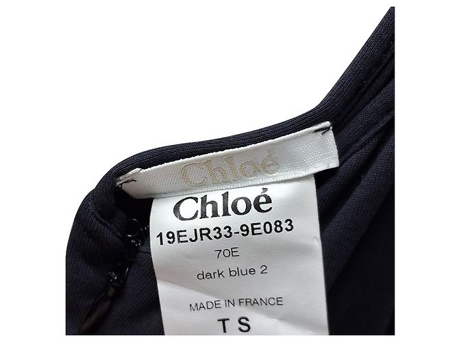 Abito Mini a Collo Quadrato Chloé in Cotone Blu Navy - vista 4