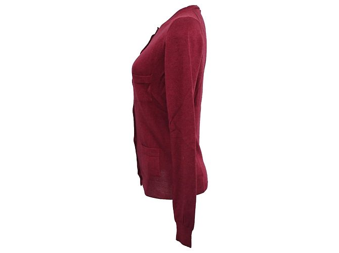 Cardigan Bottonato Prada in Cashmere Rosso Bordò - vista 2