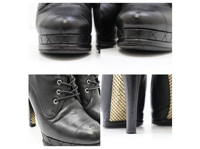 Chanel Leder Stiefel mit hohen Absätzen Schwarz - Ansicht 3