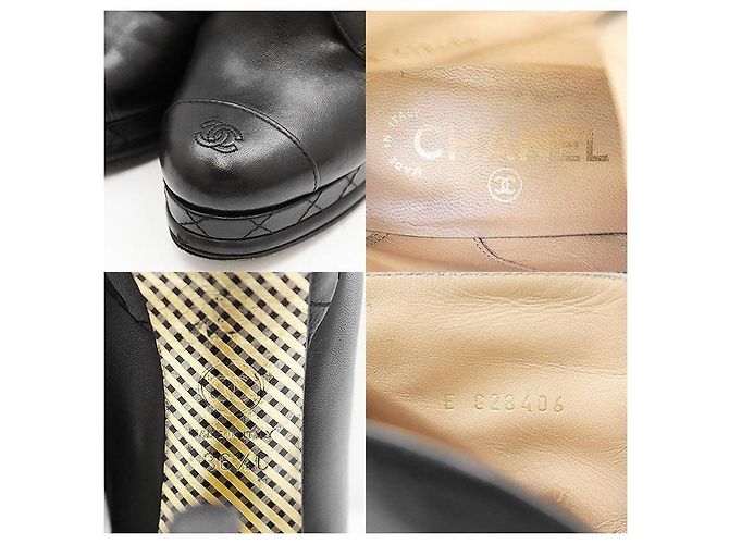 Chanel Leder Stiefel mit hohen Absätzen Schwarz - Ansicht 9