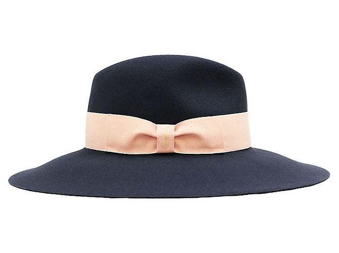 Autre Marque Cappello Fedora in Feltro di Coniglio Borsalino Blu - vista 2
