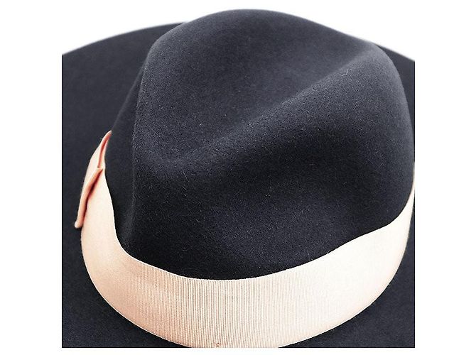 Autre Marque Cappello Fedora in Feltro di Coniglio Borsalino Blu - vista 7