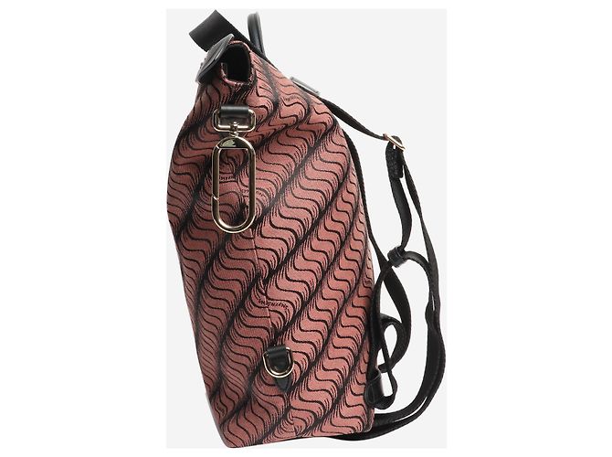 Smythson Sac à dos en toile rose et noir - vue 2