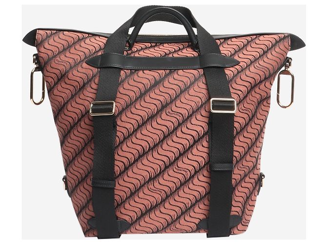 Smythson Sac à dos en toile rose et noir - vue 3