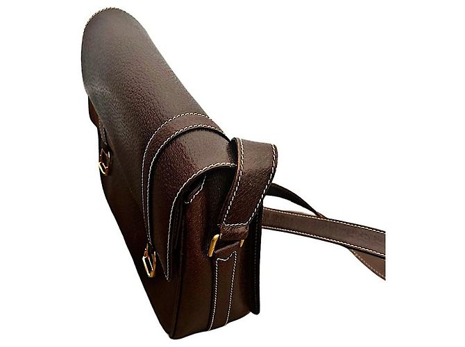 Borsa a tracolla Gucci in suede e pelle marrone - vista 5