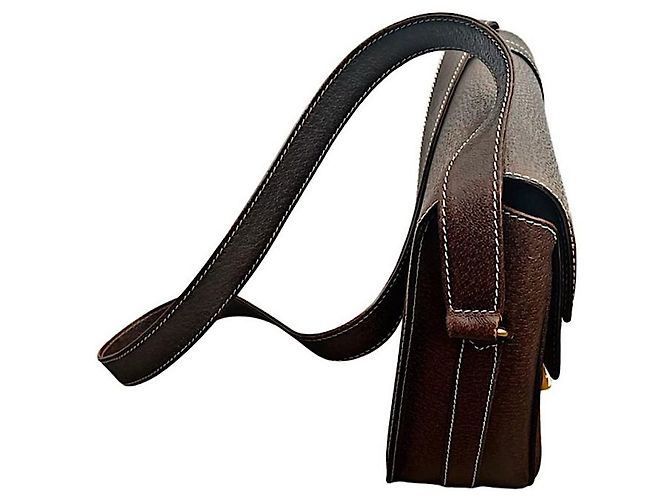 Borsa a tracolla Gucci in suede e pelle marrone - vista 6