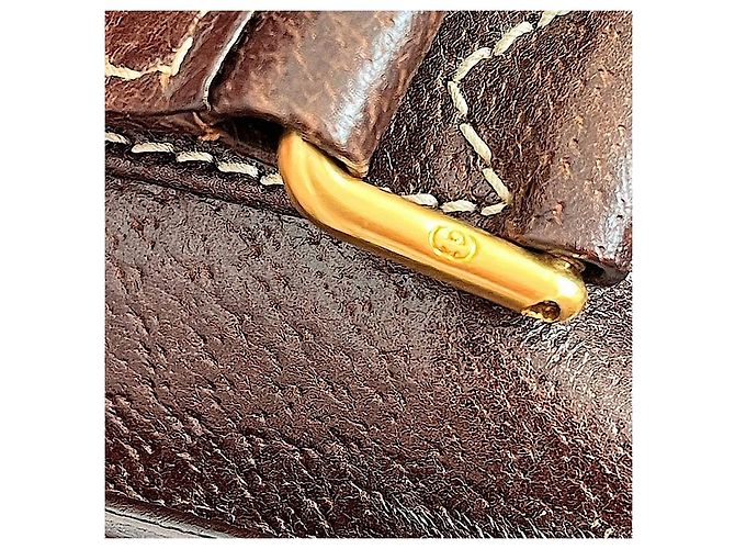 Borsa a tracolla Gucci in suede e pelle marrone - vista 9