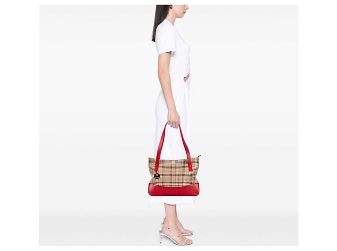 Tote de lona Burberry Beige Haymarket Check Bege - vista 10
