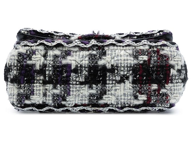 Chanel Schwarze Mini Rechteckige Gesteppt Tweed Einzelflap - Ansicht 3